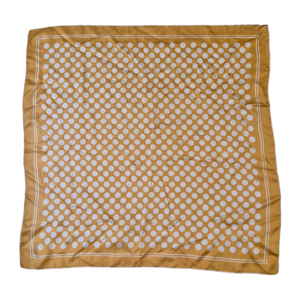 Vintage Mustard Yellow Polka Dot Square Scarf Retro 22x22 Accessory